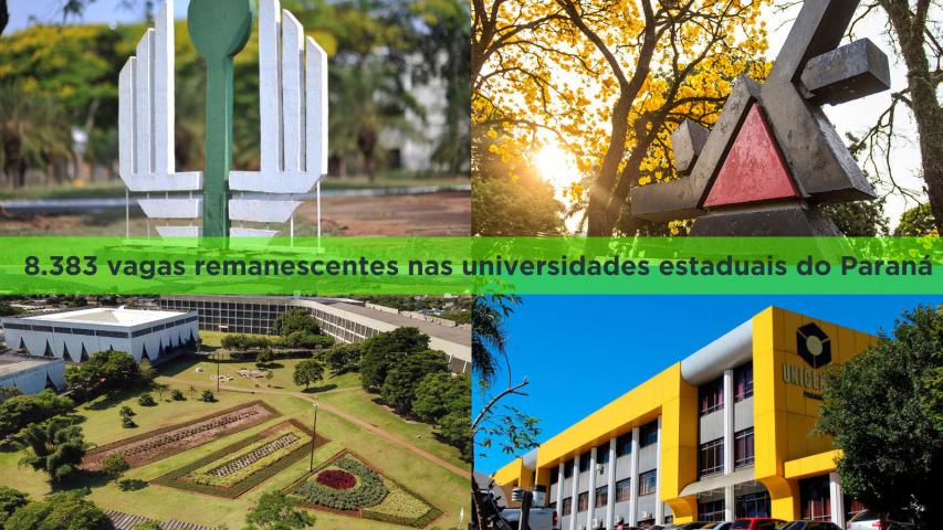 Universidades estaduais do Paraná têm 8.383 vagas disponíveis para novos alunos