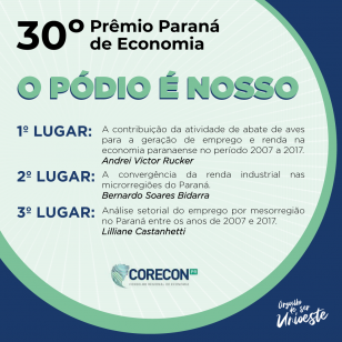 Pesquisas da Unioeste são contempladas no 30º Prêmio Paraná de Economia